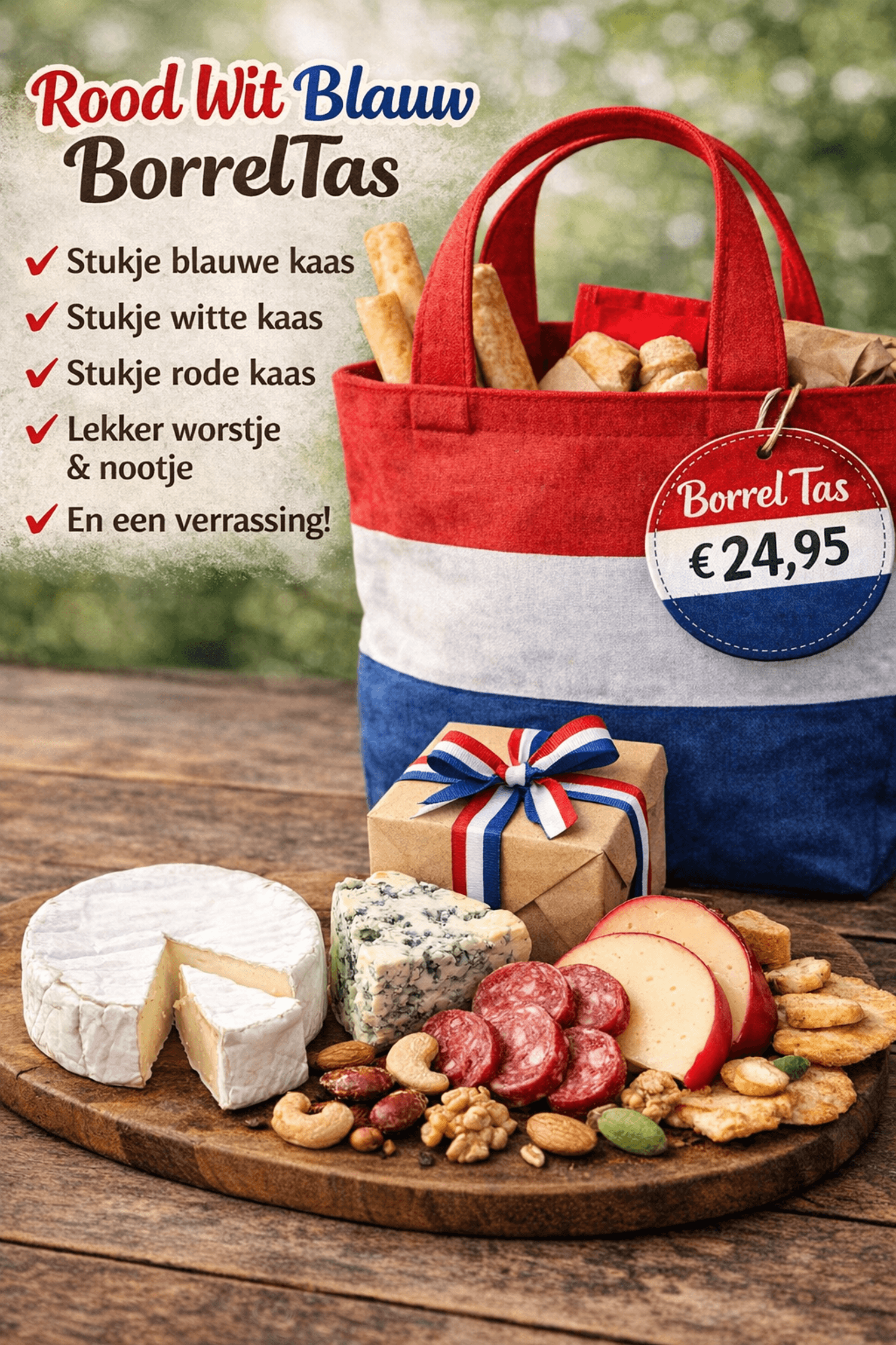 borreltas rood wit blauw
